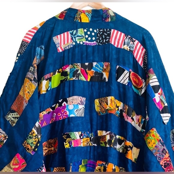 NATIVEWEAR DESIGNS Oversized Bohemian Lagenlook Appliqué Patchwork Jacket Size M - Picture 8 of 9